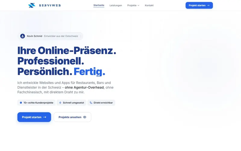 Startseite von ServiWeb